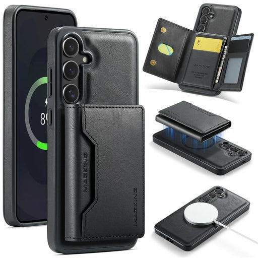 MAGKING K2 Series For Samsung Galaxy S25 FE Magnetic Case PC + TPU + PU Phone Cover - Black - 1