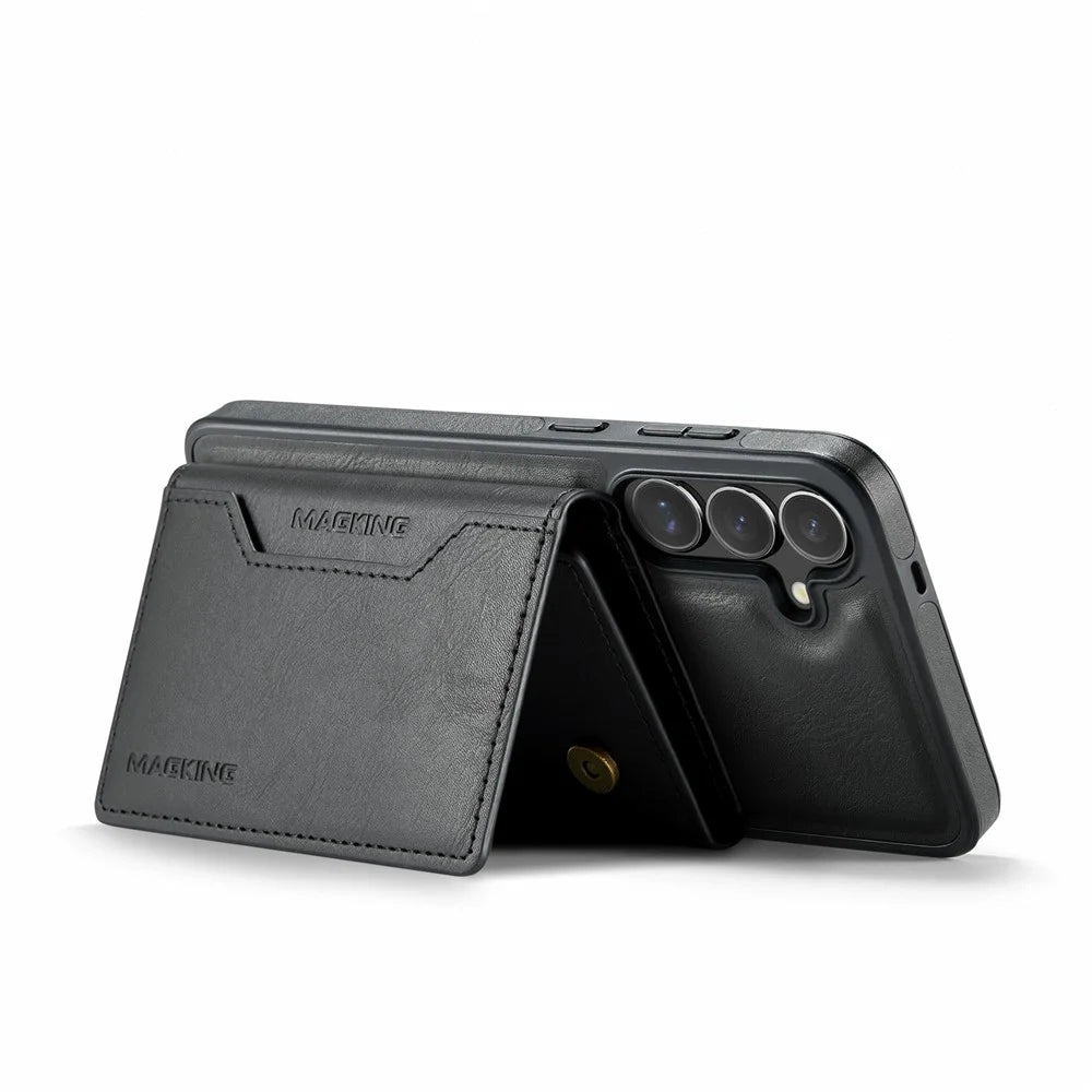 MAGKING K2 Series For Samsung Galaxy S25 FE Magnetic Case PC + TPU + PU Phone Cover - Black - 4
