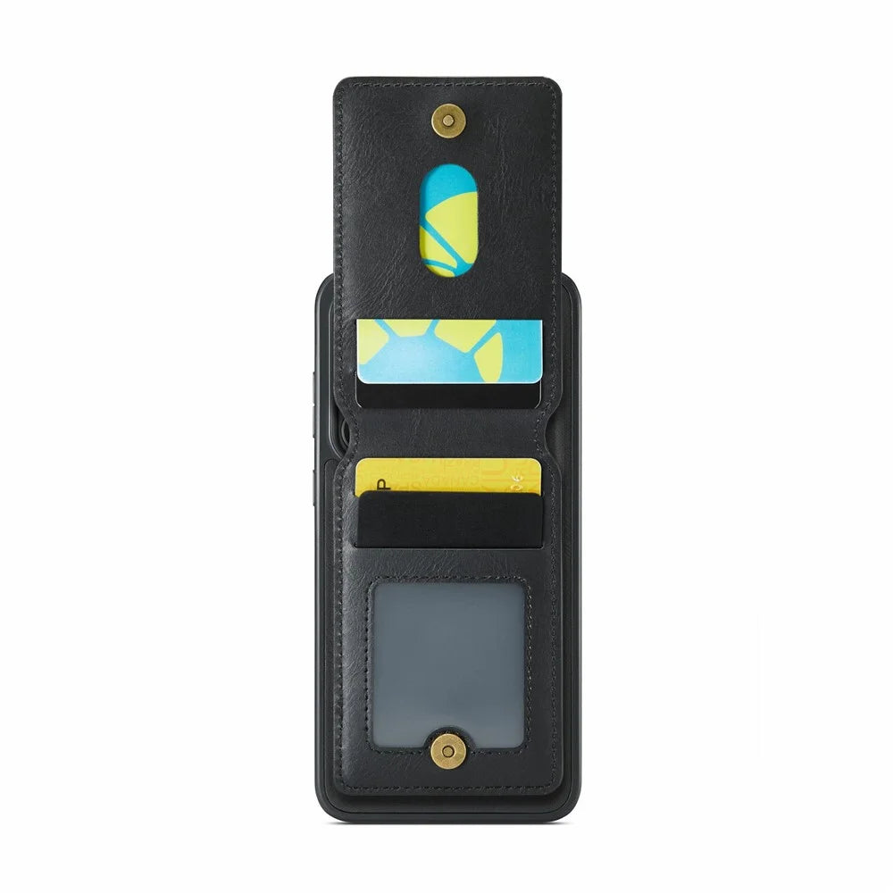 MAGKING K1 Series For Samsung Galaxy S25 FE Magnetic Case PC + TPU + PU Phone Cover with Card Holder - Black - 2