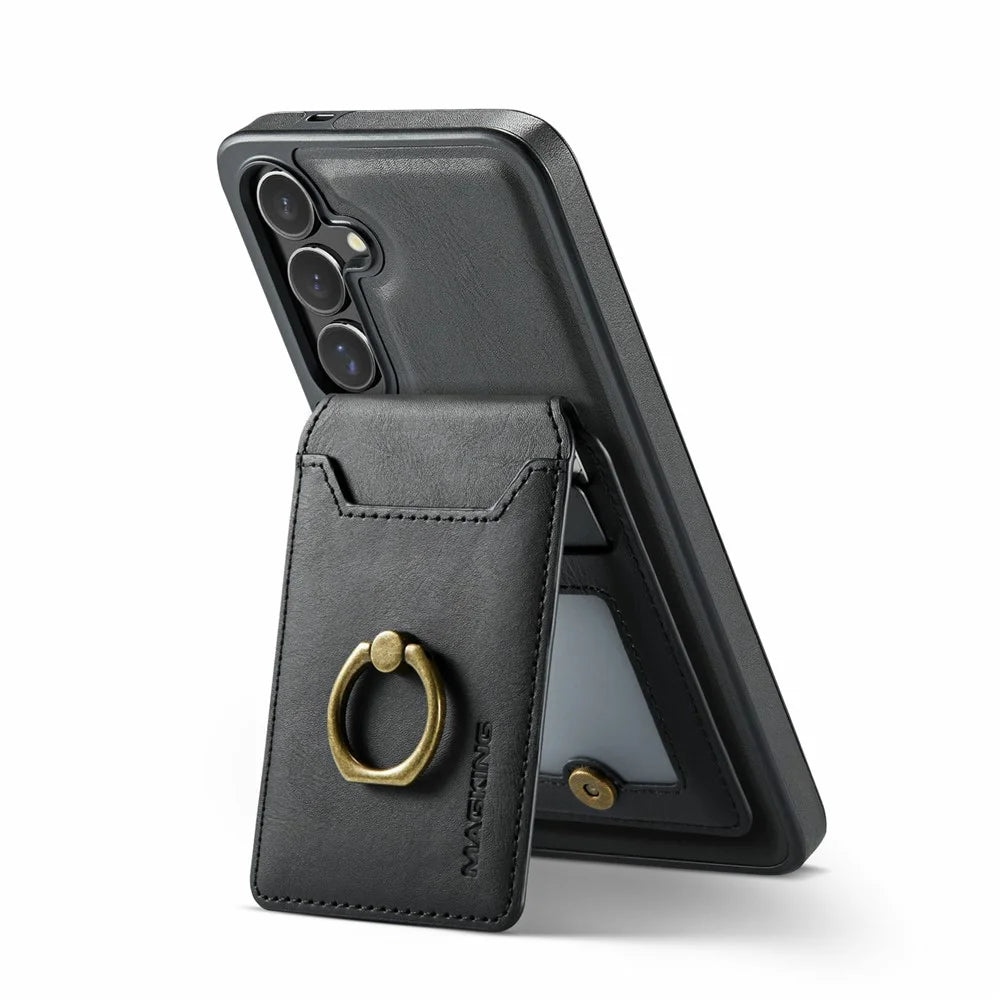 MAGKING K1 Series For Samsung Galaxy S25 FE Magnetic Case PC + TPU + PU Phone Cover with Card Holder - Black - 3
