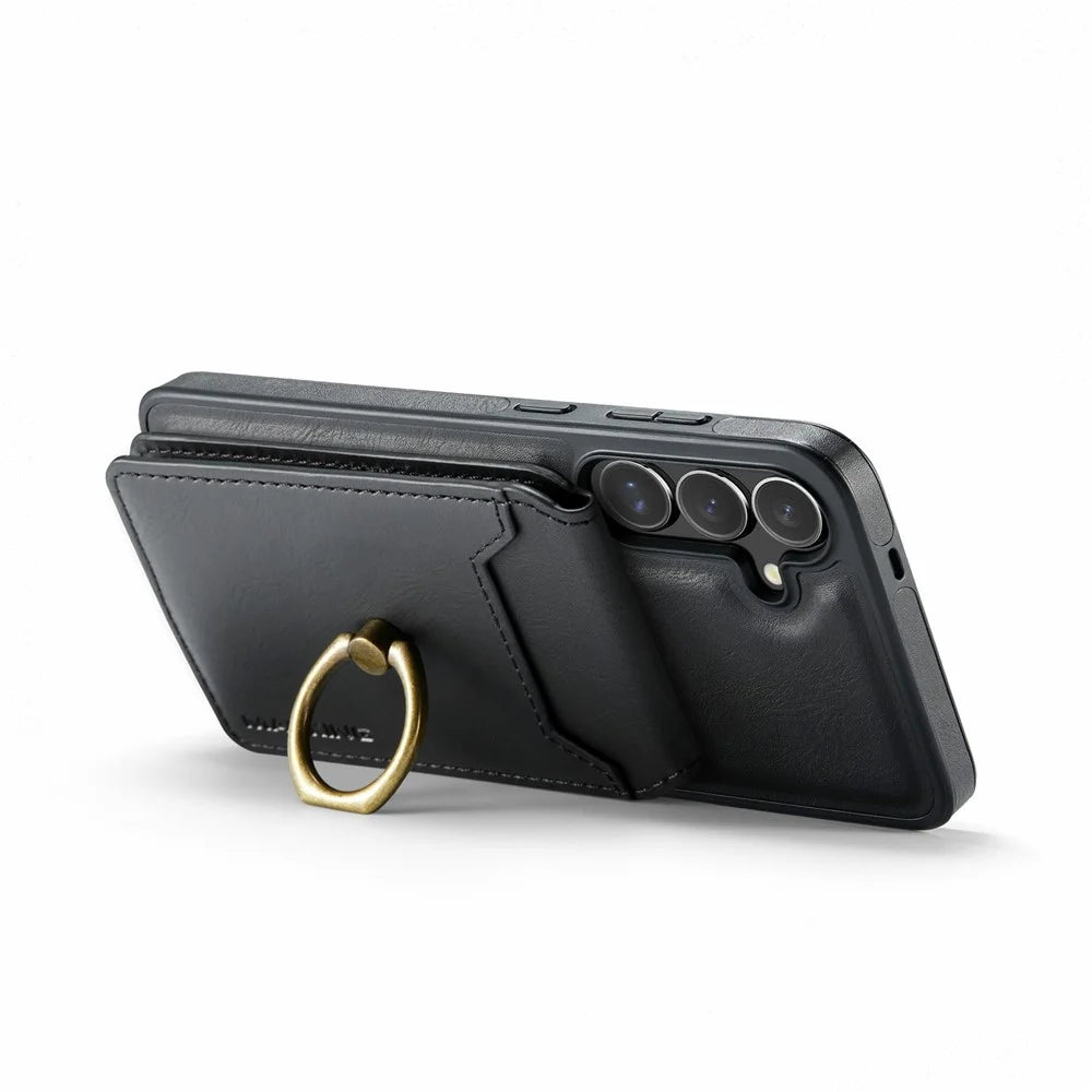 MAGKING K1 Series For Samsung Galaxy S25 FE Magnetic Case PC + TPU + PU Phone Cover with Card Holder - Black - 5