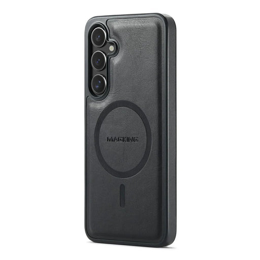MAGKING K1 Series For Samsung Galaxy S25 FE Magnetic Case PC + TPU + PU Leather Phone Cover - Black - 1