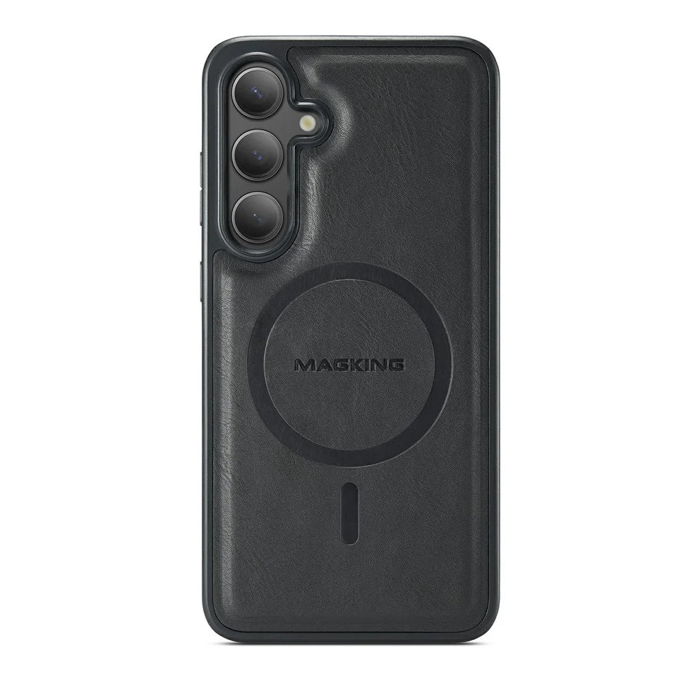 MAGKING K1 Series For Samsung Galaxy S25 FE Magnetic Case PC + TPU + PU Leather Phone Cover - Black - 7