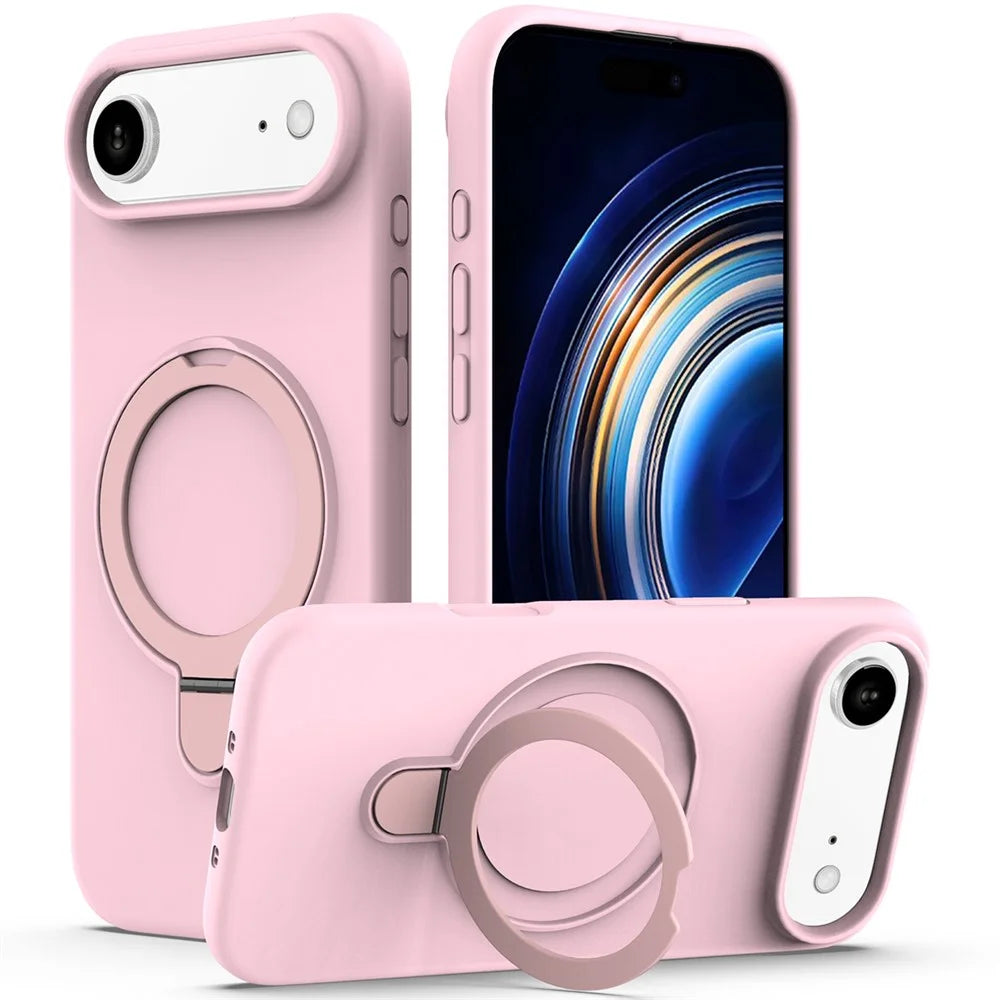 For iPhone Air Case Compatible with MagSafe Kickstand PC + Silicone Phone Cover - Grey Pink - 1