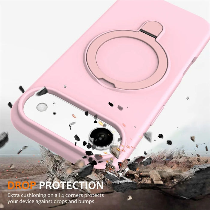 For iPhone Air Case Compatible with MagSafe Kickstand PC + Silicone Phone Cover - Grey Pink - 6