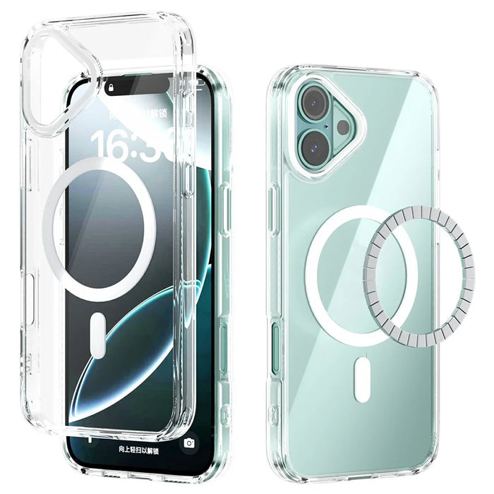 ABEEL For iPhone 16 Plus Case Compatible with MagSafe Anti Scratch Clear TPU PC Phone Back Cover - White - 1