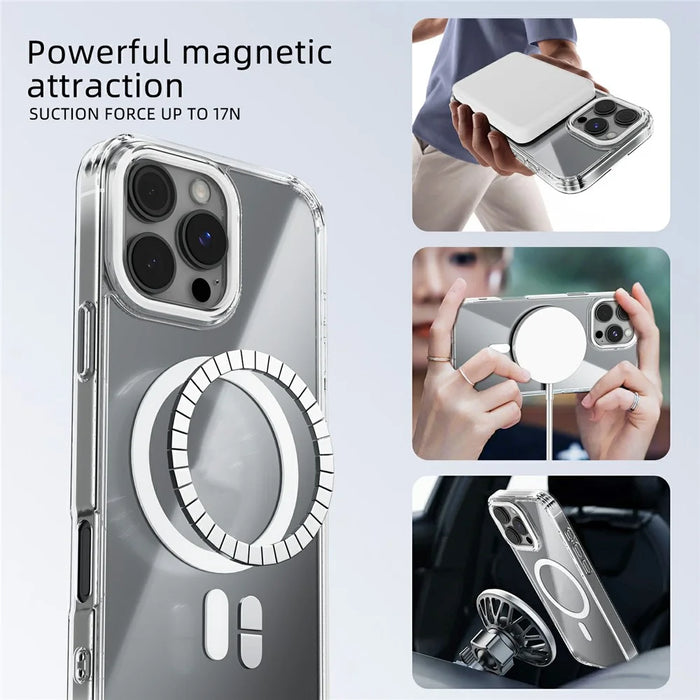 ABEEL For iPhone 16 Pro Case Compatible with MagSafe Anti Scratch Clear TPU PC Phone Back Cover - White - 3