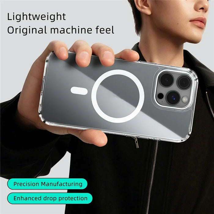 ABEEL For iPhone 16 Pro Case Compatible with MagSafe Anti Scratch Clear TPU PC Phone Back Cover - White - 6