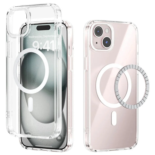 ABEEL For iPhone 13 Case Compatible with MagSafe Anti Scratch Clear TPU PC Phone Back Cover - White - 1