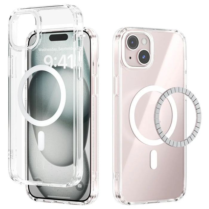 ABEEL For iPhone 13 Case Compatible with MagSafe Anti Scratch Clear TPU PC Phone Back Cover - White - 1