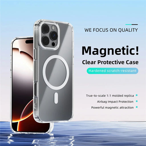 ABEEL For iPhone 16 Pro Max Case Compatible with MagSafe Anti Scratch Clear TPU PC Phone Back Cover - White - 2