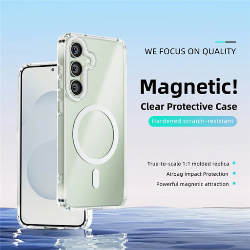 ABEEL For Samsung Galaxy S25 Magnetic Case Anti Scratch Clear TPU PC Phone Back Cover - White - 2