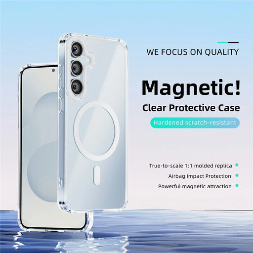 ABEEL For Samsung Galaxy S25+ Magnetic Case Anti Scratch Clear TPU PC Phone Back Cover - White - 2