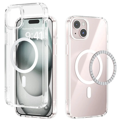 ABEEL For iPhone 15 Case Compatible with MagSafe Anti Scratch Clear TPU PC Phone Back Cover - White - 1