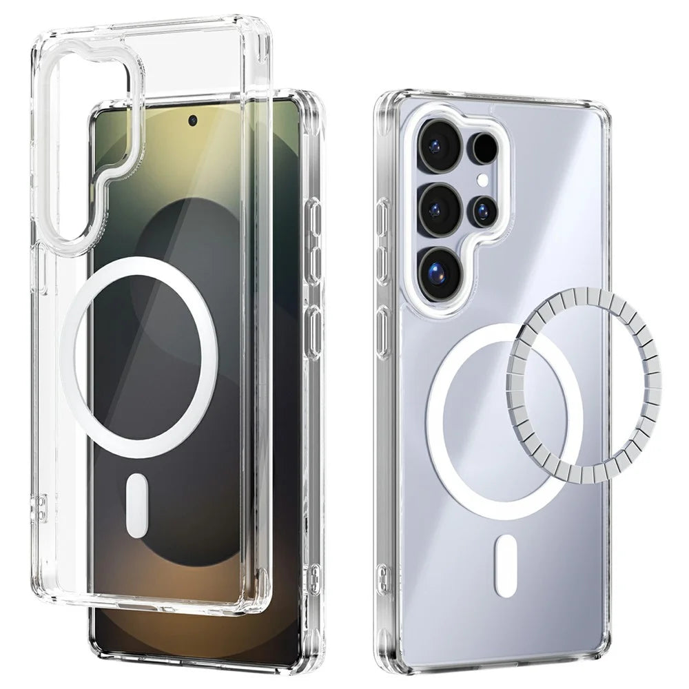 ABEEL For Samsung Galaxy S25 Ultra Magnetic Case Anti Scratch Clear TPU PC Phone Back Cover - White - 1