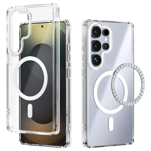 ABEEL For Samsung Galaxy S25 Ultra Magnetic Case Anti Scratch Clear TPU PC Phone Back Cover - White - 1