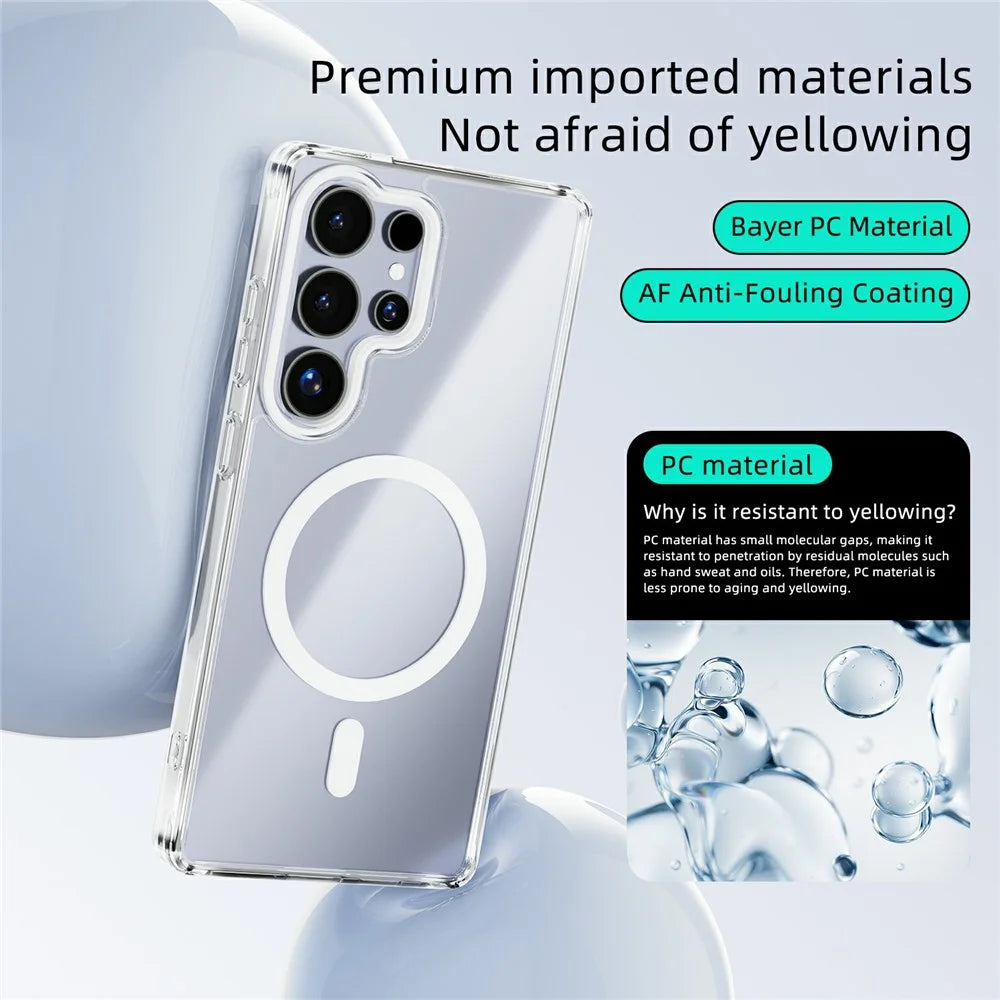 ABEEL For Samsung Galaxy S25 Ultra Magnetic Case Anti Scratch Clear TPU PC Phone Back Cover - White - 4