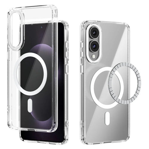 ABEEL For Samsung Galaxy S25 Edge Magnetic Case Anti Scratch Clear TPU PC Phone Back Cover - White - 1