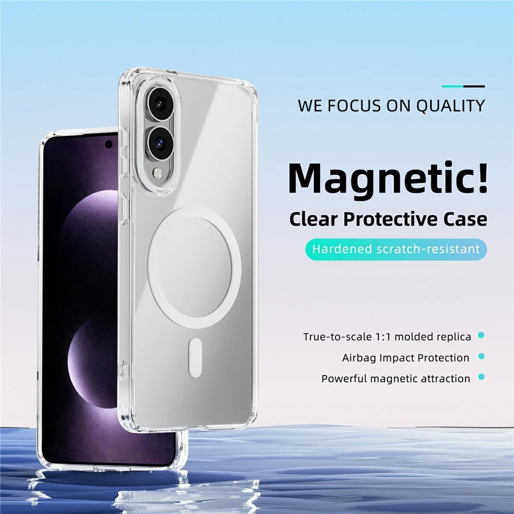 ABEEL For Samsung Galaxy S25 Edge Magnetic Case Anti Scratch Clear TPU PC Phone Back Cover - White - 2