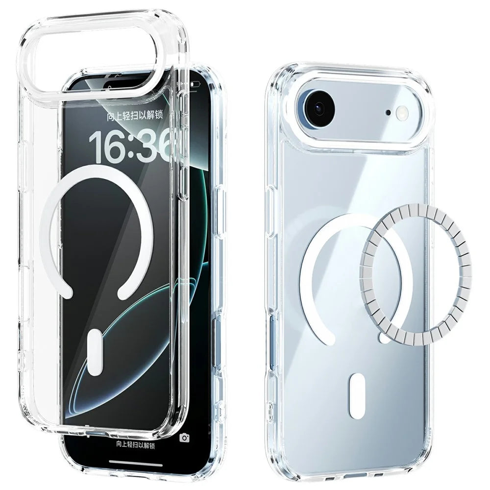 ABEEL For iPhone Air Case Compatible with MagSafe Anti Scratch Clear TPU PC Phone Back Cover - White - 1