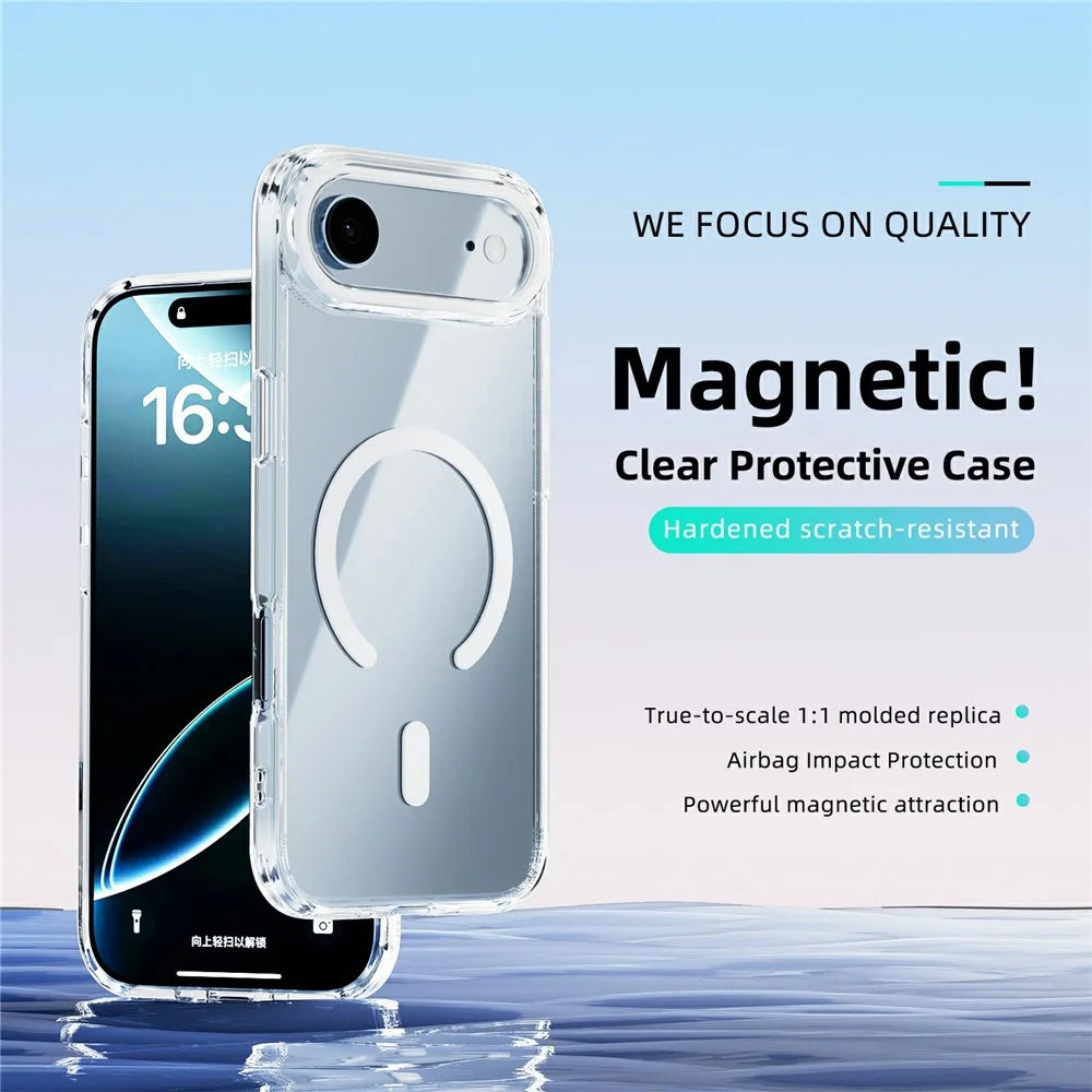 ABEEL For iPhone Air Case Compatible with MagSafe Anti Scratch Clear TPU PC Phone Back Cover - White - 2