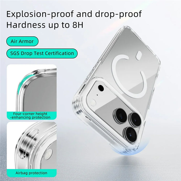 ABEEL For iPhone 17 Pro Case Compatible with MagSafe Anti Scratch Clear TPU PC Phone Back Cover - White - 5