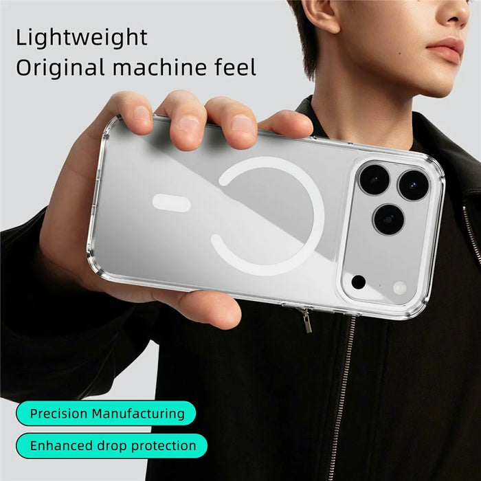 ABEEL For iPhone 17 Pro Case Compatible with MagSafe Anti Scratch Clear TPU PC Phone Back Cover - White - 6