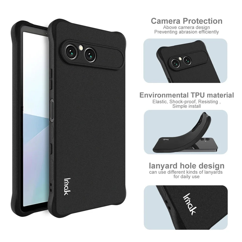 IMAK For Sony Xperia 10 VII Case TPU Phone Cover Airbag Shockproof Protection - Matte Black - 5