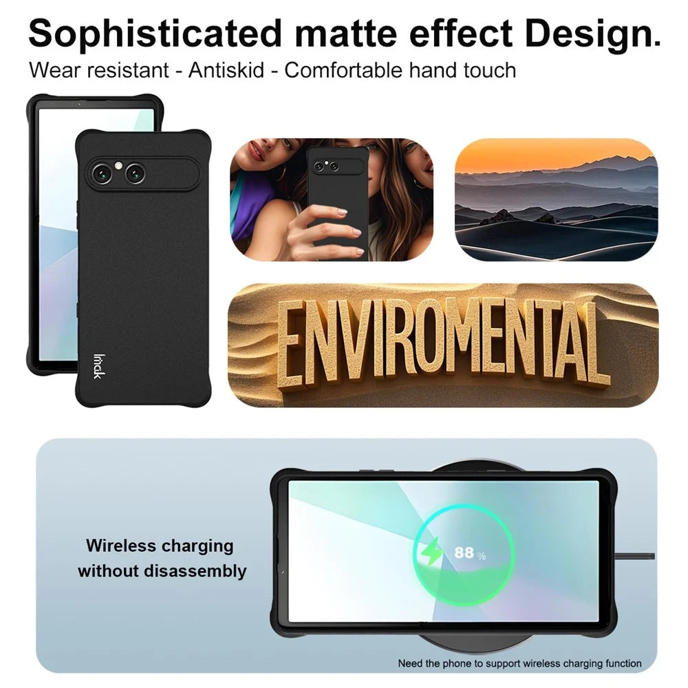 IMAK For Sony Xperia 10 VII Case TPU Phone Cover Airbag Shockproof Protection - Matte Black - 6