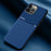 Shockproof Back Protector for iPhone 14 Pro Max, Lines Imprinted PU Leather+TPU Hybrid Shell with Built-in Metal Sheet - Blue - 2