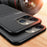 Shockproof Back Protector for iPhone 14 Pro Max, Lines Imprinted PU Leather+TPU Hybrid Shell with Built-in Metal Sheet - Blue - 5
