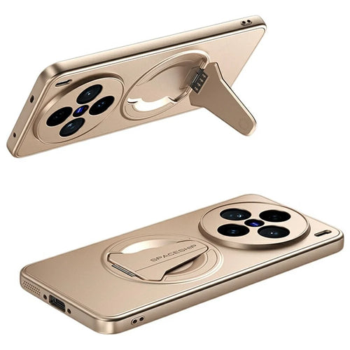 For vivo X200s 5G Magnetic Case Hidden Kickstand Skin-Feel Matte PC TPU Phone Back Cover - Desert Gold - 1
