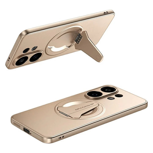 For vivo S30 5G Magnetic Case Hidden Kickstand Skin-Feel Matte PC TPU Phone Back Cover - Desert Gold - 1