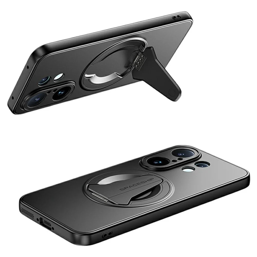 For vivo S30 Pro mini 5G Magnetic Case Hidden Kickstand Skin-Feel Matte PC TPU Phone Back Cover - Black - 1