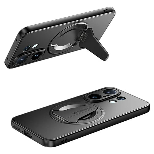 For vivo S30 Pro mini 5G Magnetic Case Hidden Kickstand Skin-Feel Matte PC TPU Phone Back Cover - Black - 1