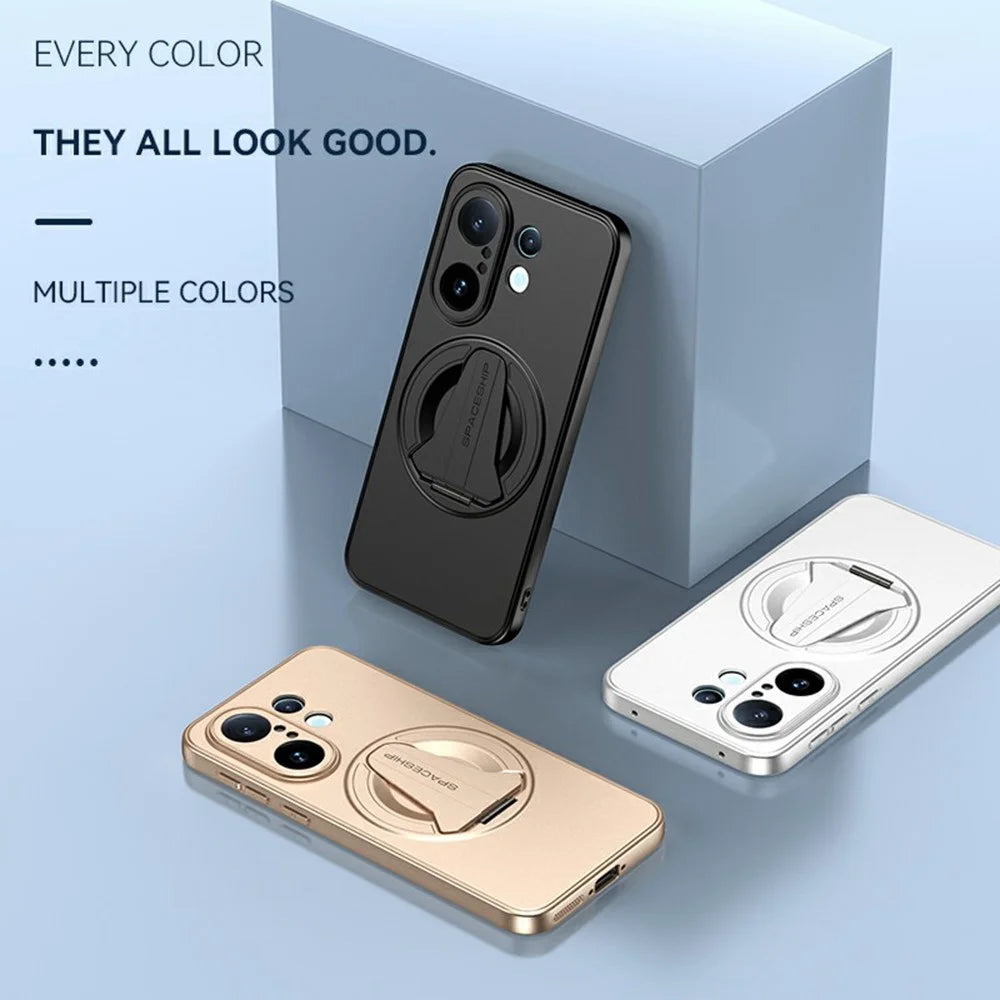 For vivo S30 Pro mini 5G Magnetic Case Hidden Kickstand Skin-Feel Matte PC TPU Phone Back Cover - Black - 4