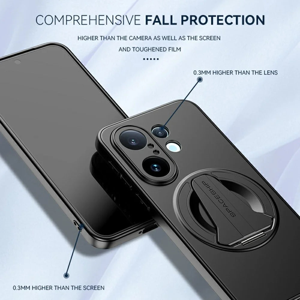 For vivo S30 Pro mini 5G Magnetic Case Hidden Kickstand Skin-Feel Matte PC TPU Phone Back Cover - Black - 6