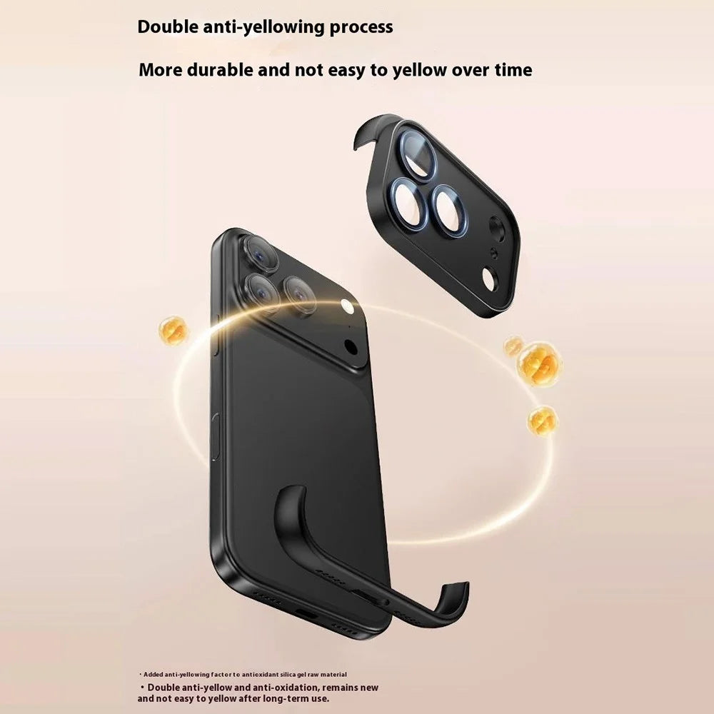 For iPhone 17 Pro Frameless Case Corner Edge Protection TPU Silicone Cover with Camera Lens Protector - Black - 6