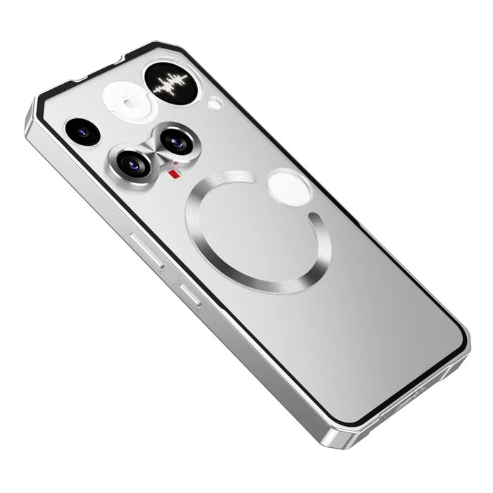For Nothing Phone (3) 5G Magnetic Case Hard PC Metal Frame Frosted Phone Back Cover - Silver - 1