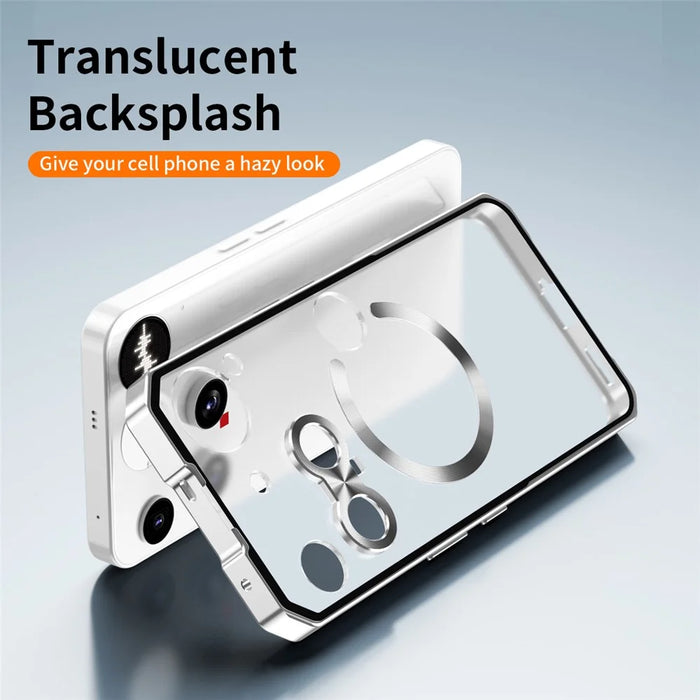 For Nothing Phone (3) 5G Magnetic Case Hard PC Metal Frame Frosted Phone Back Cover - Silver - 5