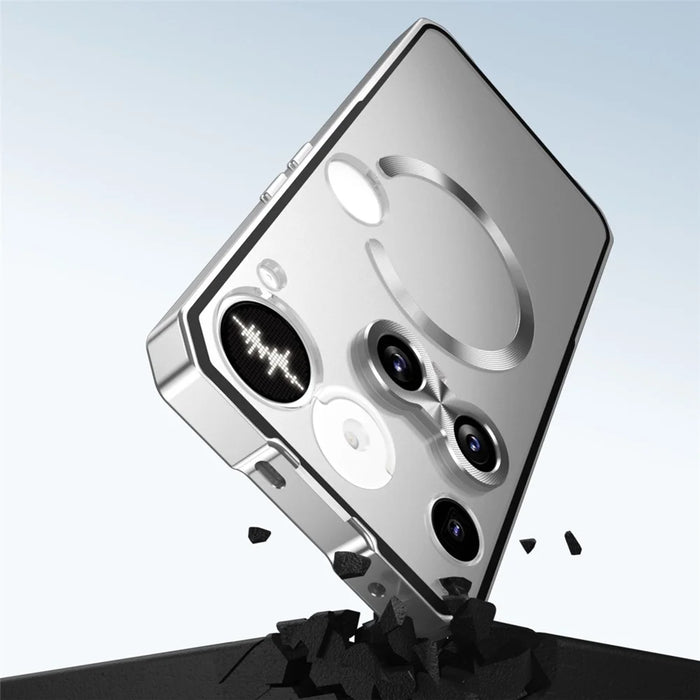 For Nothing Phone (3) 5G Magnetic Case Hard PC Metal Frame Frosted Phone Back Cover - Silver - 7