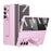 For Samsung Galaxy Z Fold7 5G Case Kickstand Leather + PC Phone Cover with Tempered Glass Film - Pink - 1