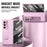 For Samsung Galaxy Z Fold7 5G Case Kickstand Leather + PC Phone Cover with Tempered Glass Film - Pink - 5