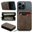 LC.IMEEKE L6 Zipper Wallet Case RFID Blocking Phone Magnetic Card Holder - Coffee - 1