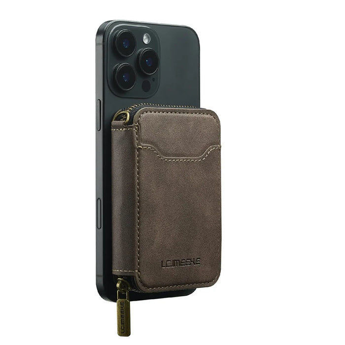 LC.IMEEKE L6 Zipper Wallet Case RFID Blocking Phone Magnetic Card Holder - Coffee - 3