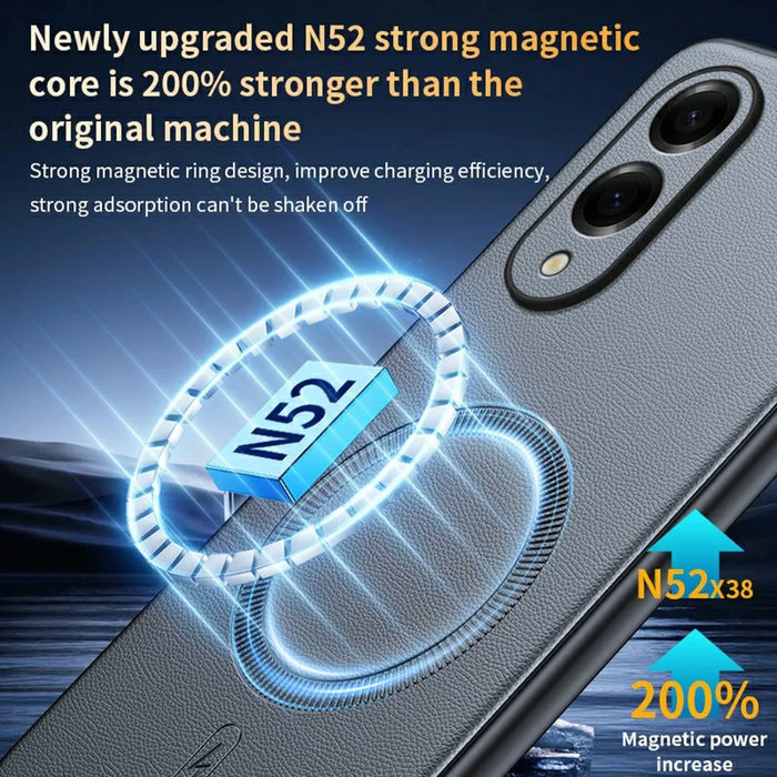 For Samsung Galaxy S25 Edge Magnetic Case Leather Coated TPU + PC Phone Cover - Black - 4