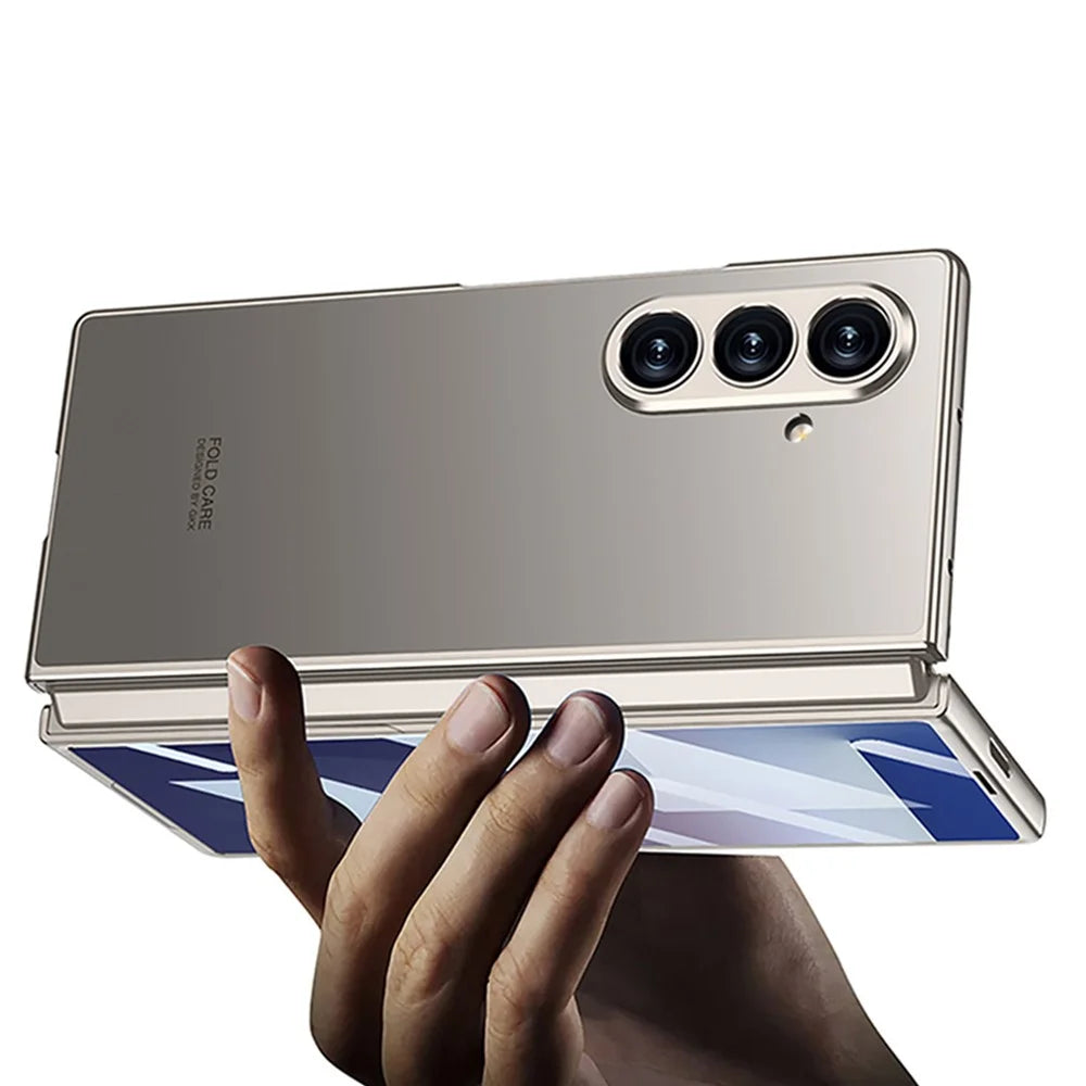 GKK For Samsung Galaxy Z Fold7 5G Case Skin Touch PC Slim Phone Cover with Tempered Glass Film - Titanium Grey - 2