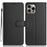 For iPhone 15 Pro Max Wallet Case with Strap / Multiple Card Slots Solid Color Leather Stand Phone Cover - Black - 1
