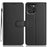 For iPhone 16 Pro Max Wallet Case with Strap / Multiple Card Slots Solid Color Leather Stand Phone Cover - Black - 1