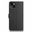 For iPhone 15 Wallet Case with Strap / Multiple Card Slots Solid Color Leather Stand Phone Cover - Black - 7
